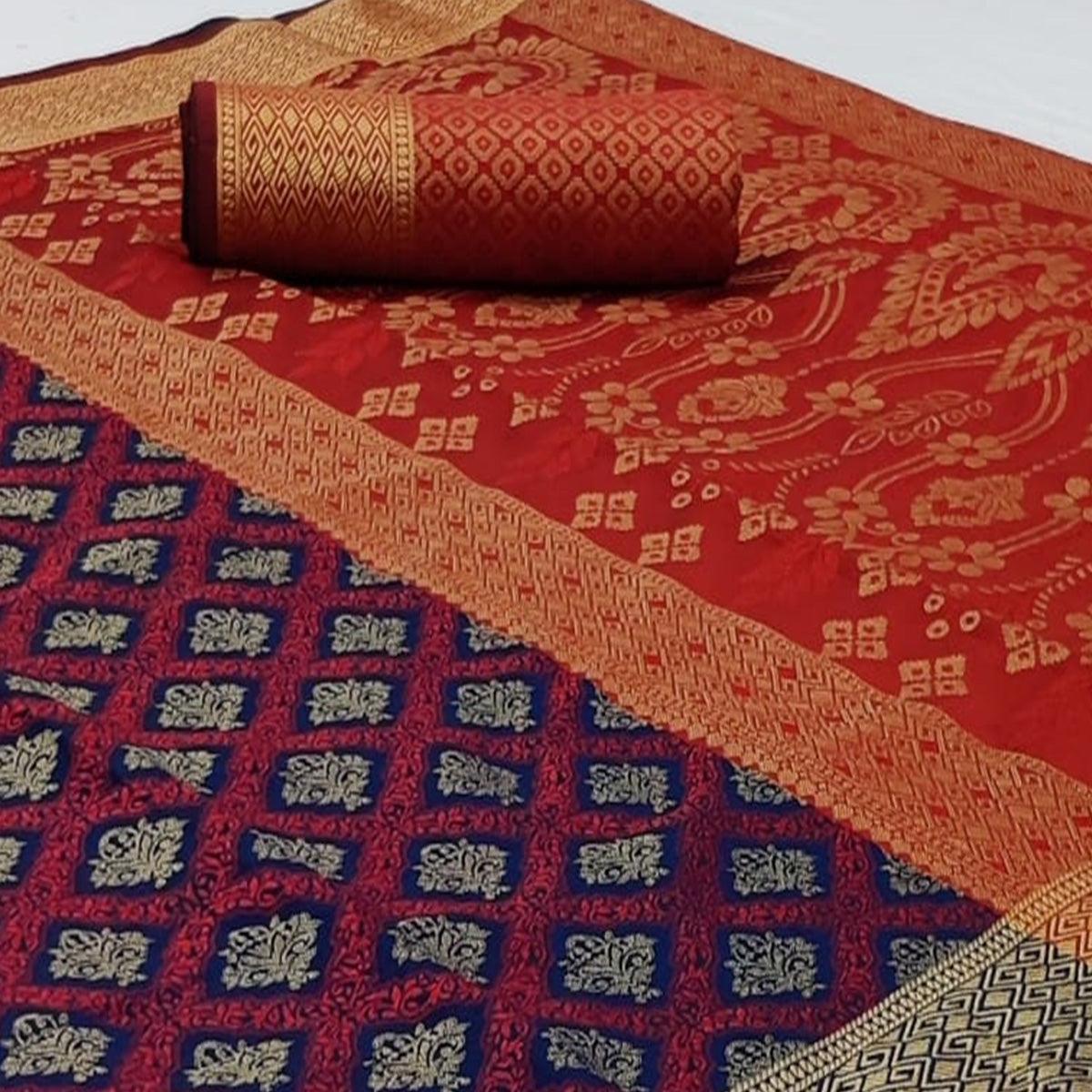 Ideal Navy Blue Colored Festive Wear Woven Patola Silk Saree