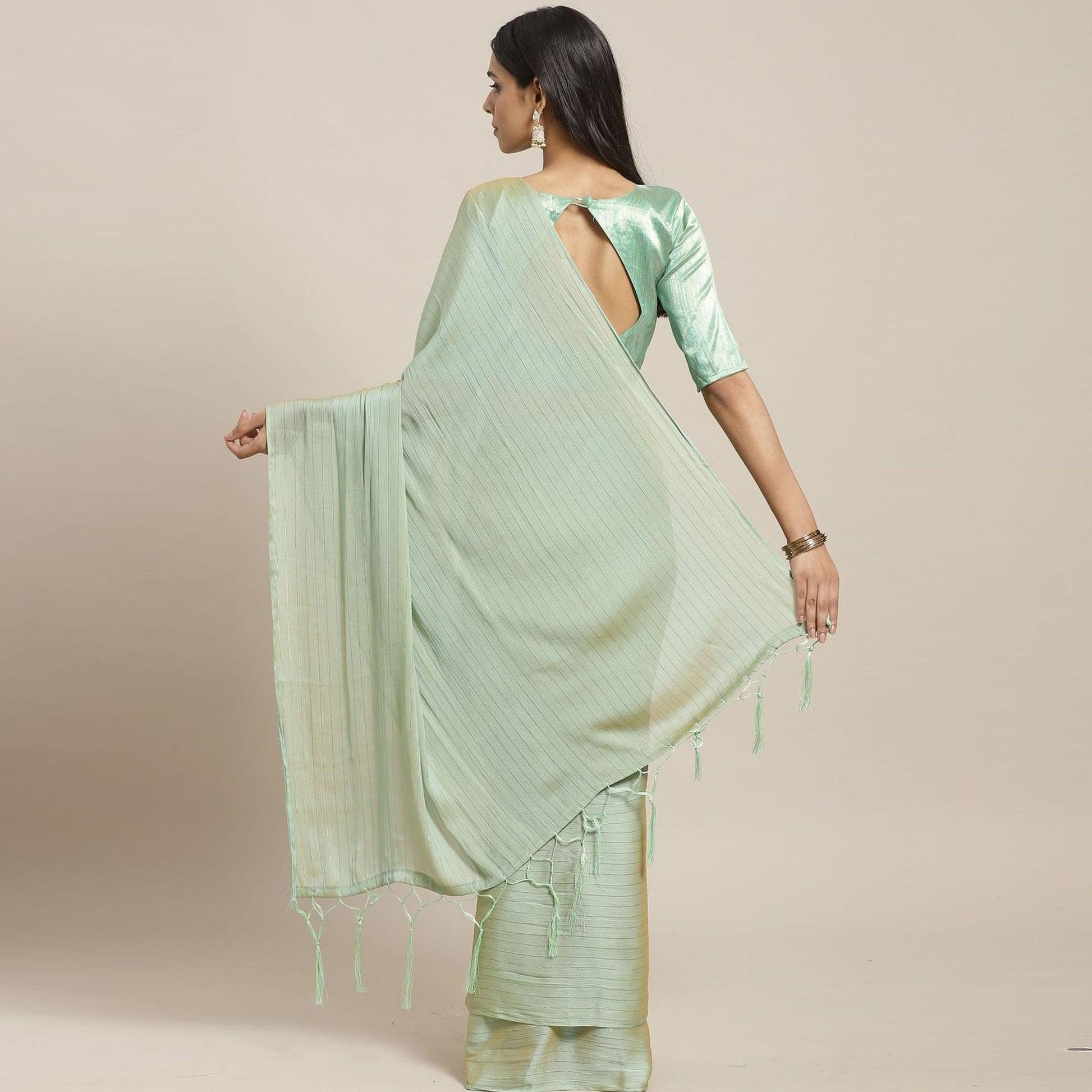 Ideal Olive Colored Casual Wear Printed Poly Georgette Saree