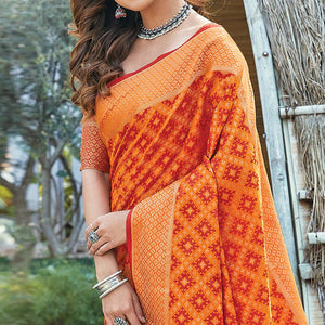 Ideal Orange Colored Festive Wear Patan Patola Silk Saree