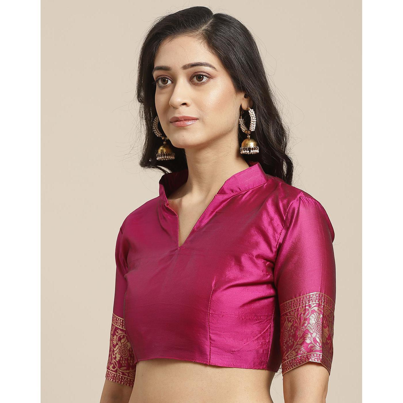 Ideal Pink Colored Festive Wear Woven Silk Blend Saree