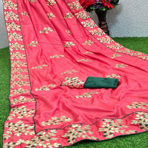 Ideal Pink Coloured Casual Wear Printed Dola Silk Saree