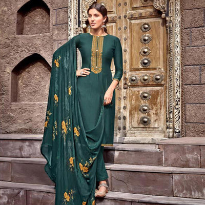 Ideal Rama Colored Partywear Printed Viscose Muslin Suit