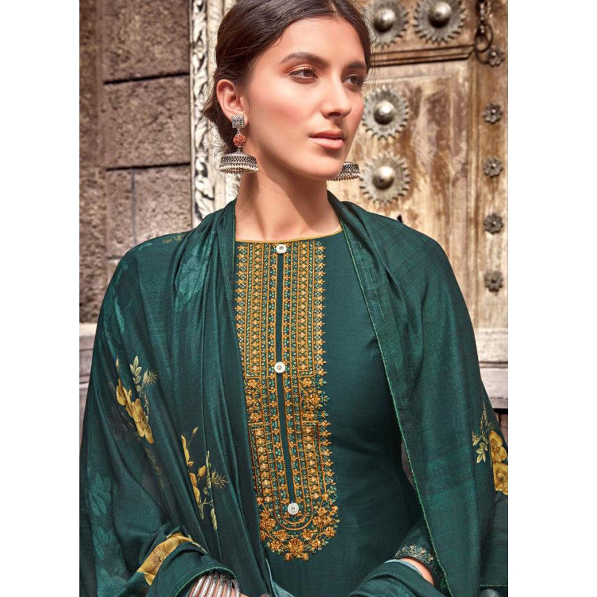 Ideal Rama Colored Partywear Printed Viscose Muslin Suit