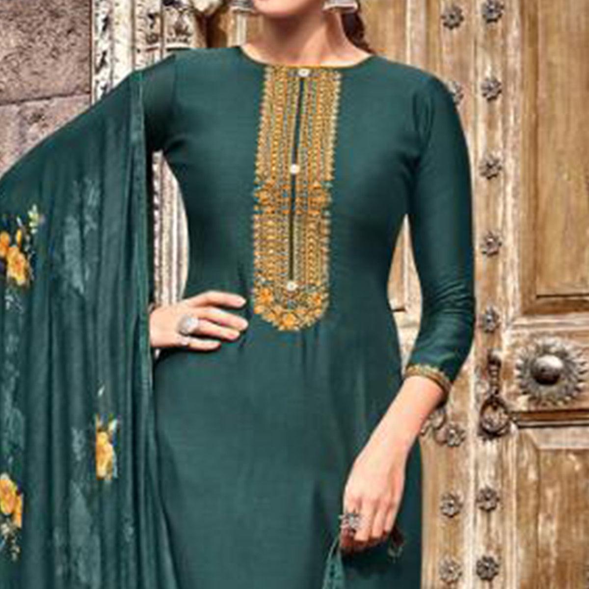 Ideal Rama Colored Partywear Printed Viscose Muslin Suit