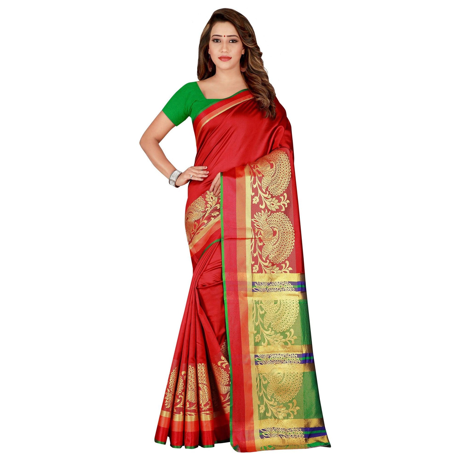 Ideal Red Colored festive Wear Silk Saree