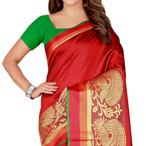 Ideal Red Colored festive Wear Silk Saree