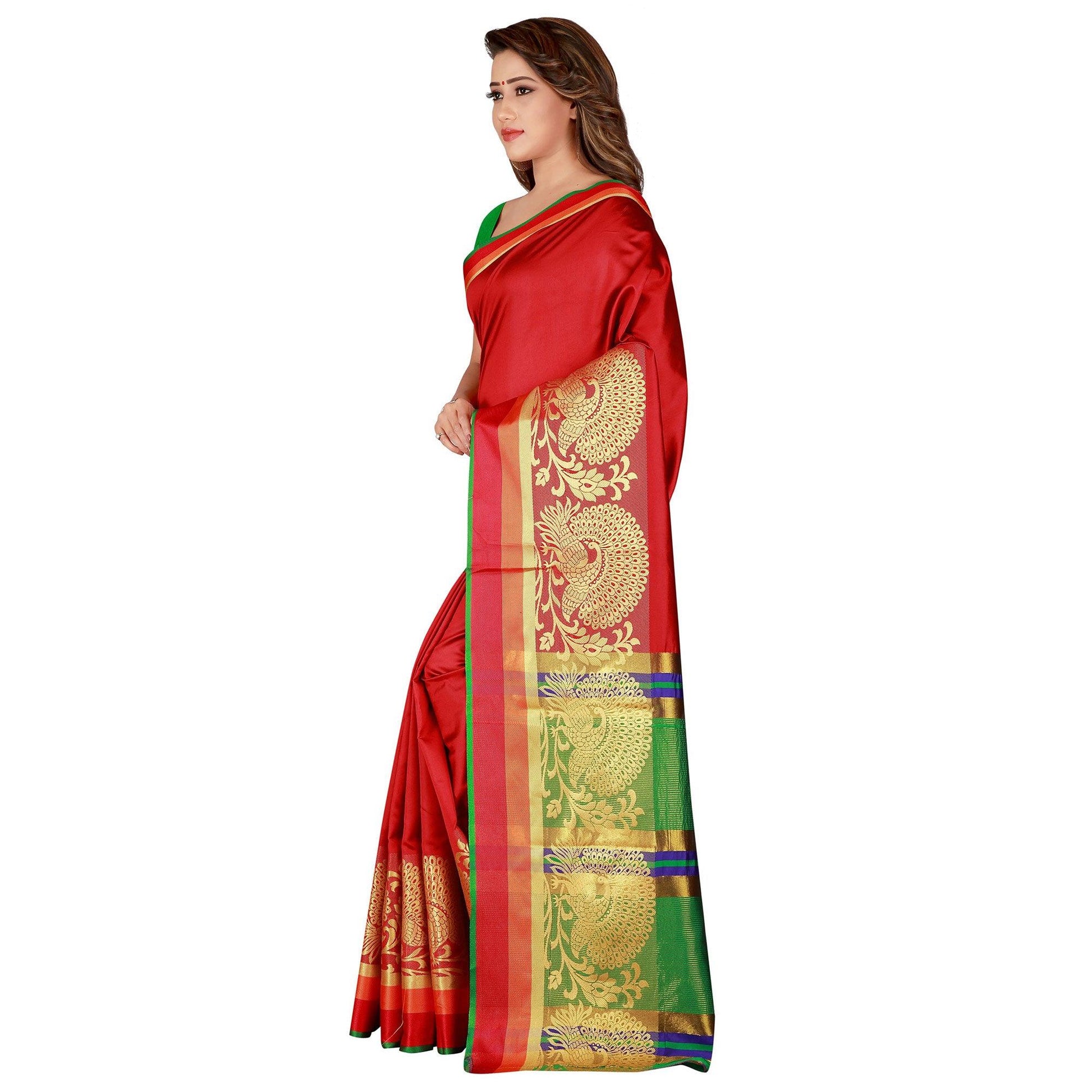 Ideal Red Colored festive Wear Silk Saree