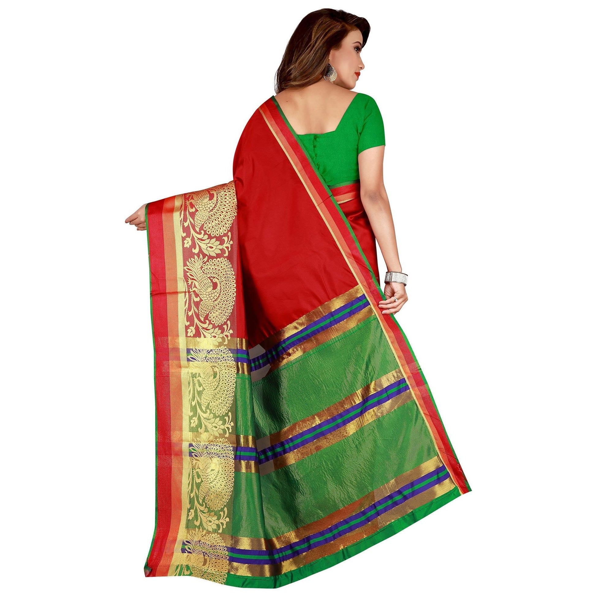 Ideal Red Colored festive Wear Silk Saree
