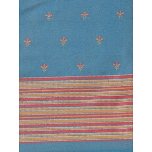 Ideal Teal Blue Colored Casual Wear Printed Jute Silk Saree