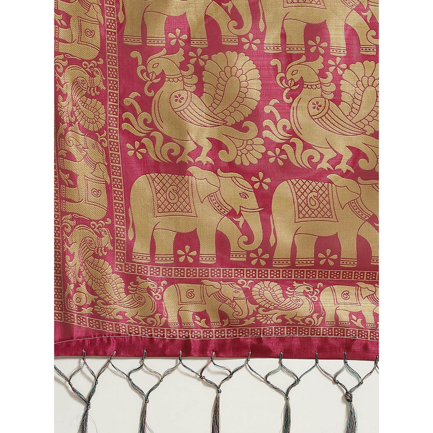 Ideal Teal Green Colored Casual Wear Printed Art Silk Saree