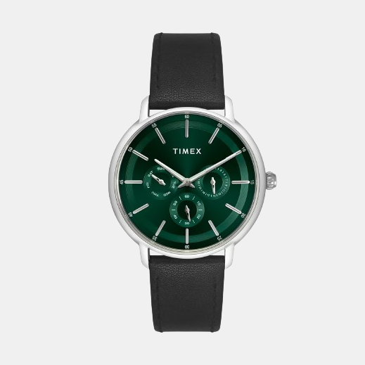 Fashion Men Quartz Green Dial Chronograph Leather Watch TWEG22000