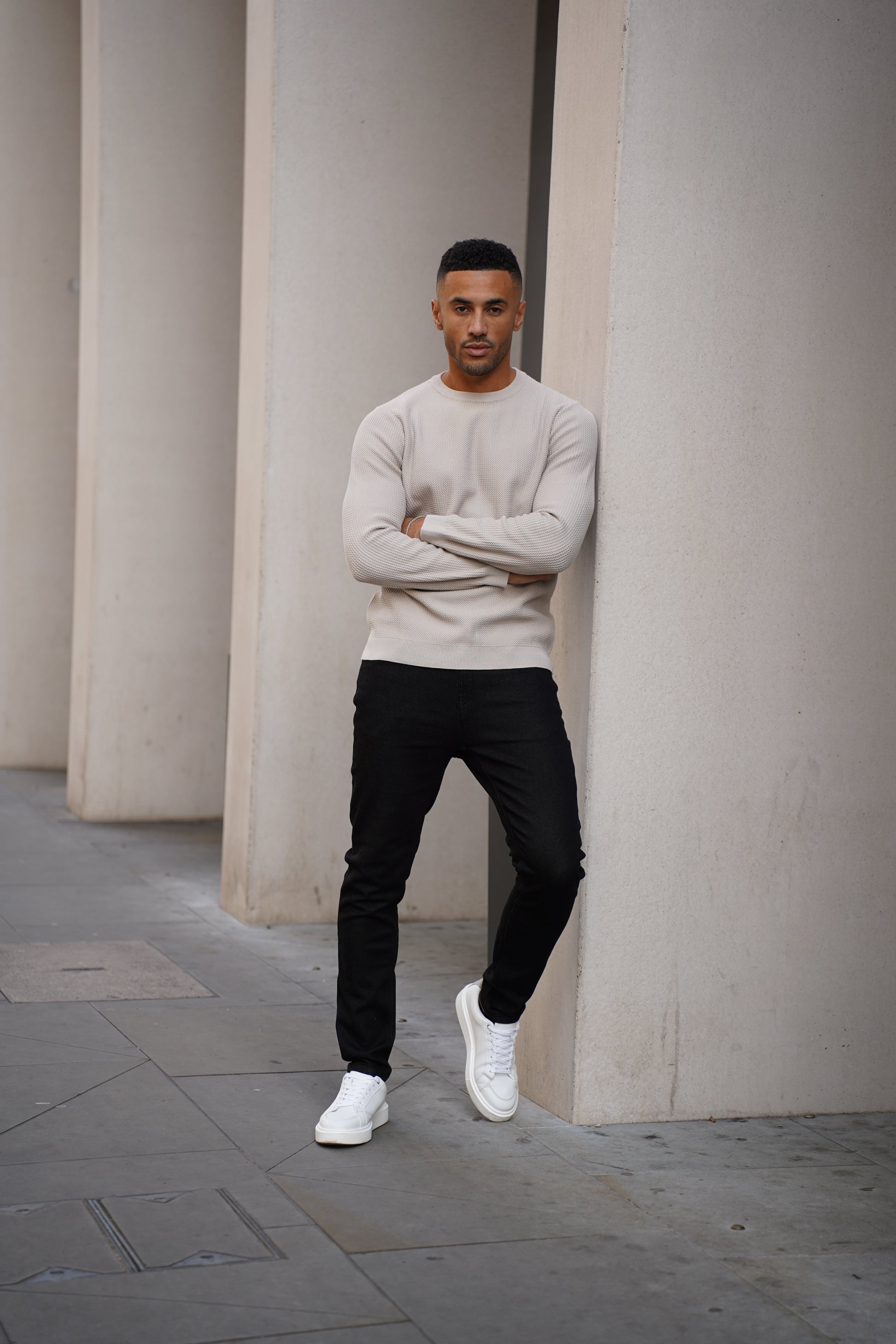 Capo Cable Knit Stone Sweatshirt