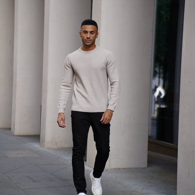 Capo Cable Knit Stone Sweatshirt
