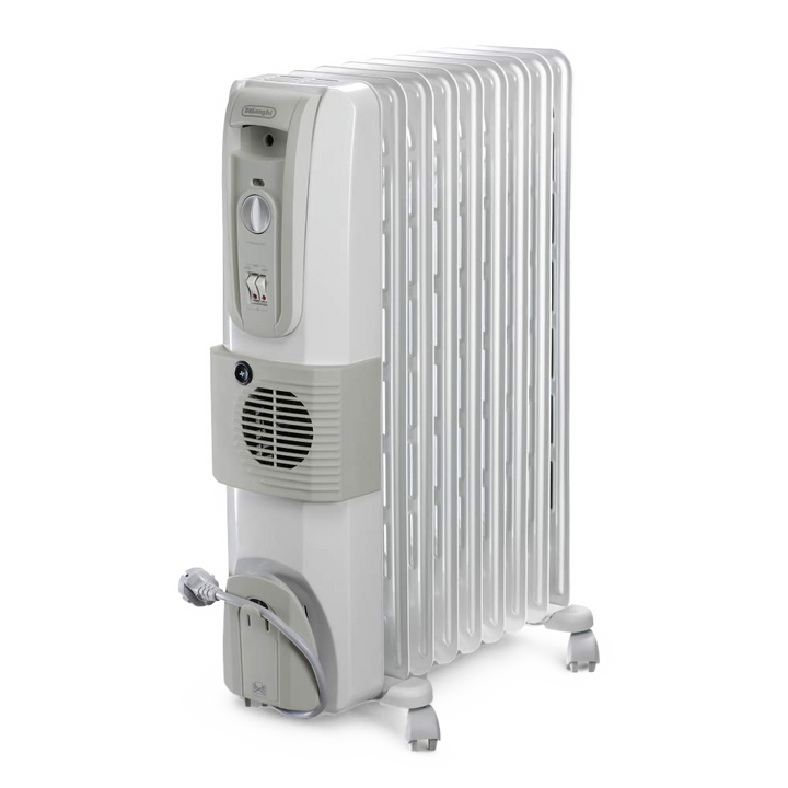 DELONGHI 9 Fin Oil Filled Radiator Room Heater with Fan (White, 2500Watts)