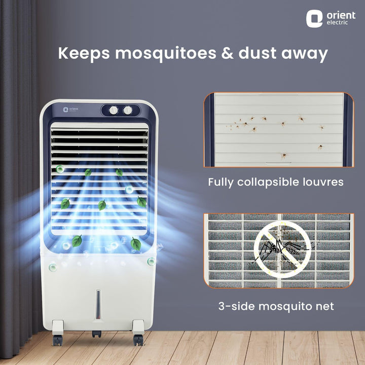 Knight Desert Air Cooler with Honeycomb pads, Ice Chamber & Dust Filter