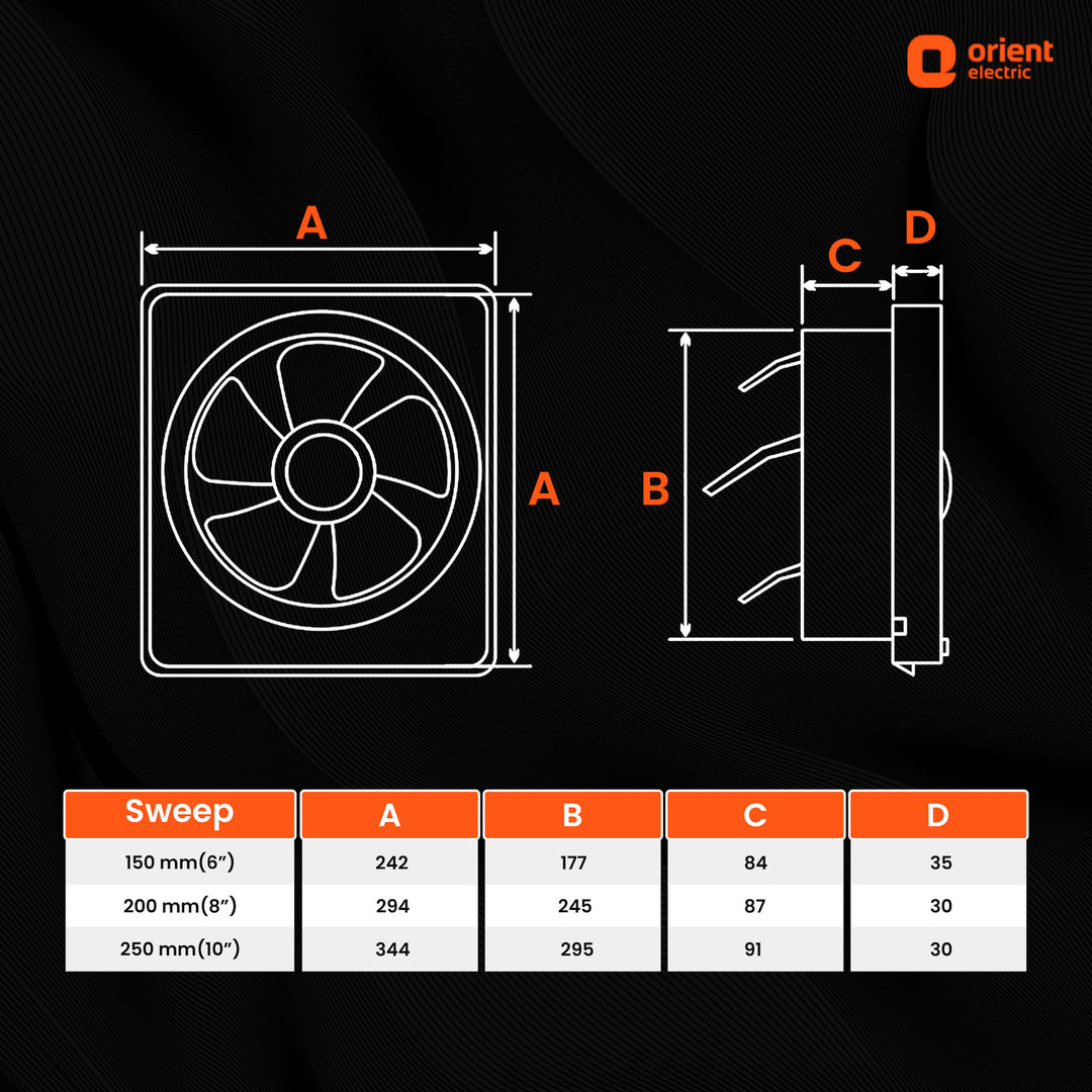 Ventilator DX 250mm (9.84 inch) Exhaust Fan for Kitchen