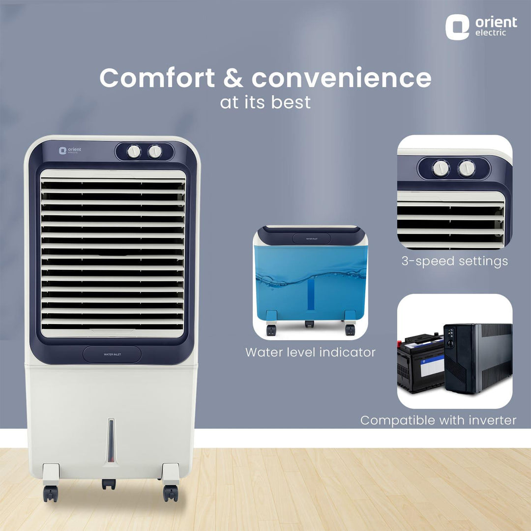 Knight Desert Air Cooler with Honeycomb pads, Ice Chamber & Dust Filter