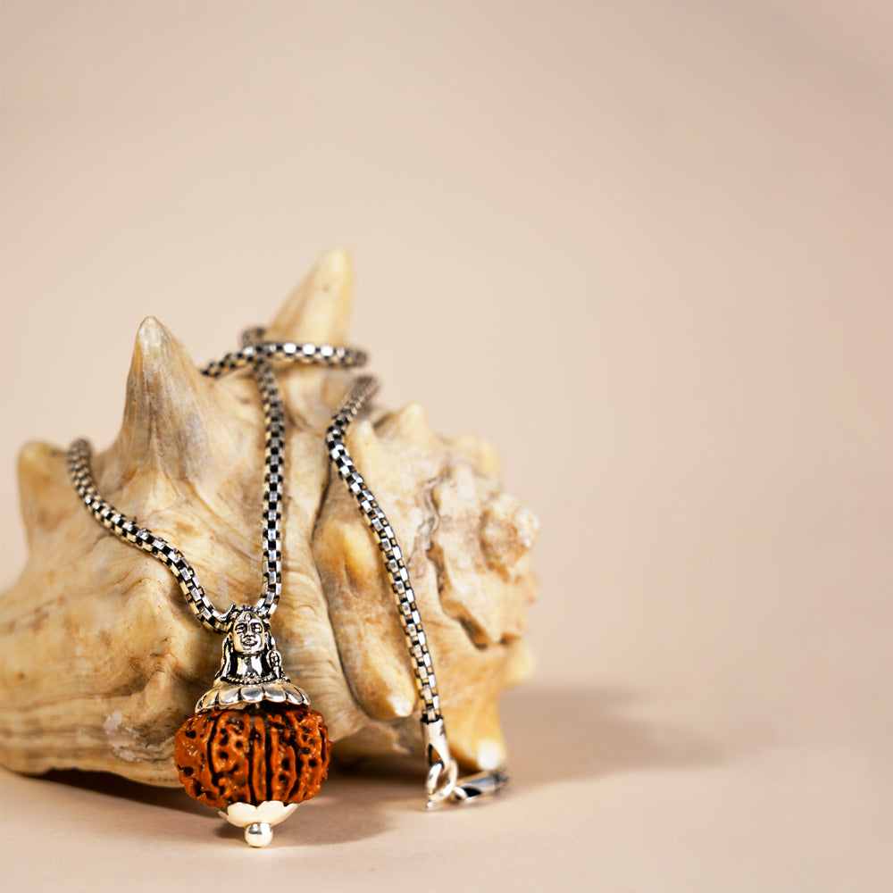 Adiyogi Pendant (5 Mukhi Nepali  Rudraksha) With Chain