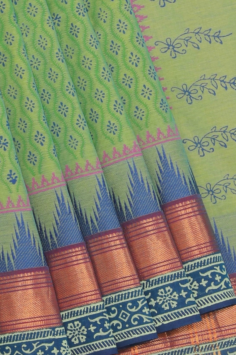 Hand block printed cotton saree Hand block printed cotton saree