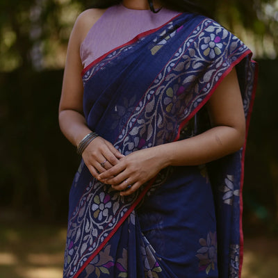 Blue Handwoven Benarasi 