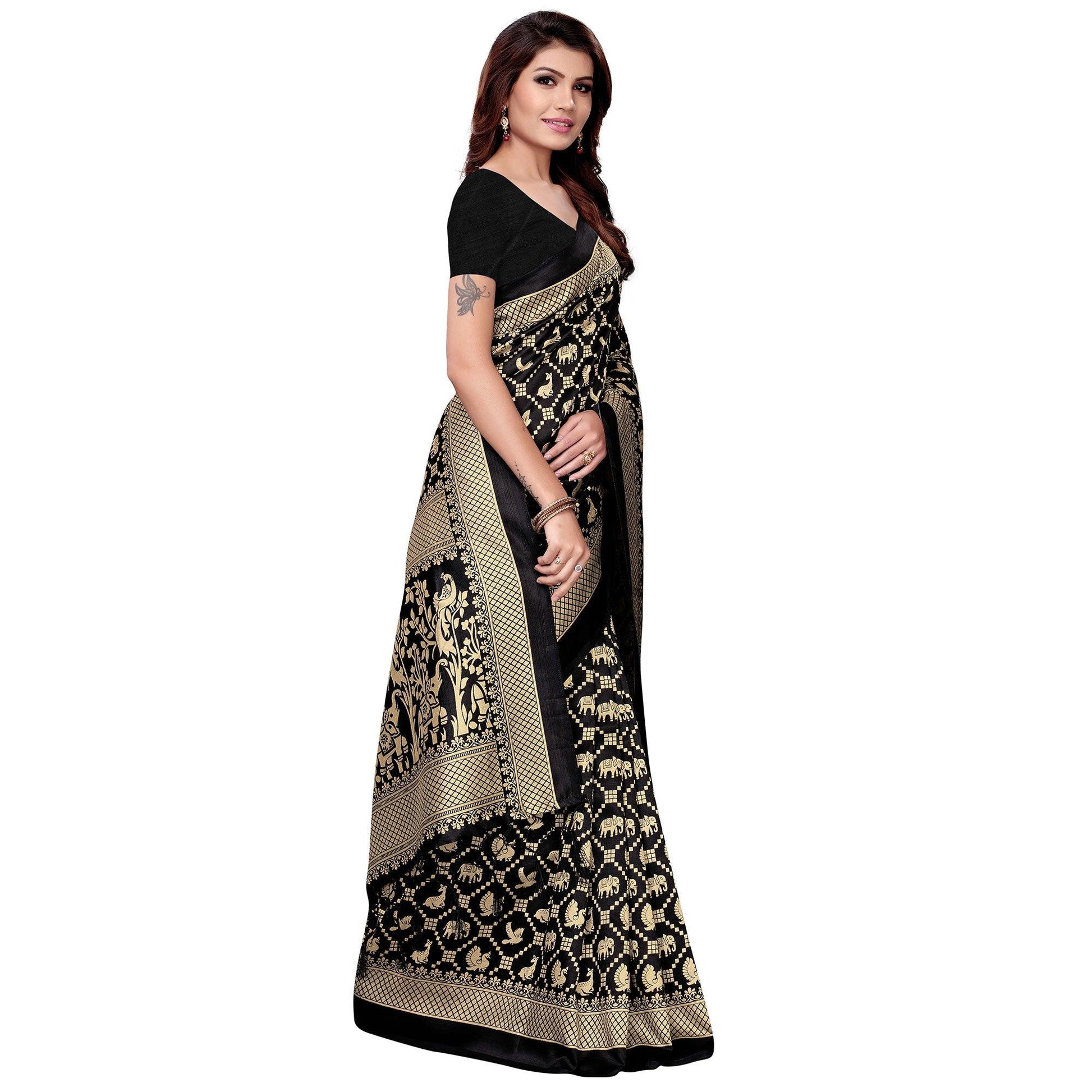 Imposing Black Colored Festive Wear Art Silk Saree