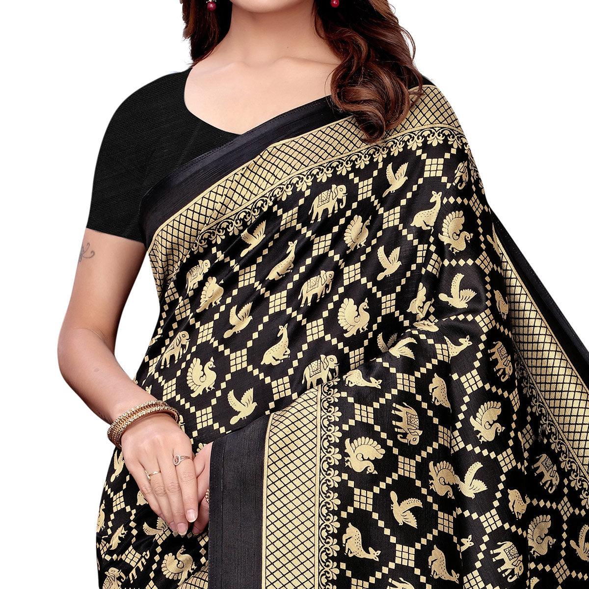 Imposing Black Colored Festive Wear Art Silk Saree