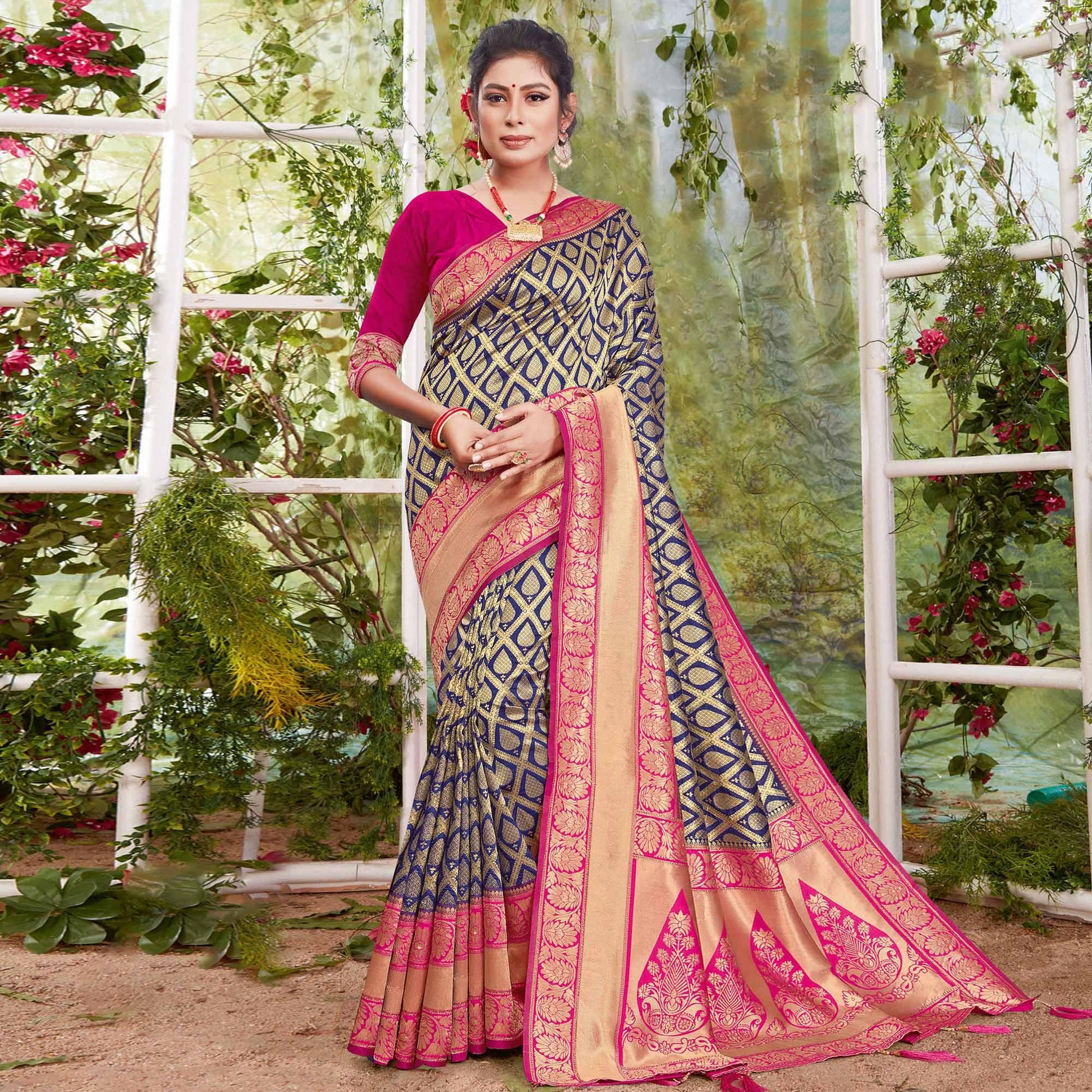 Imposing Blue Coloured Festive Wear Woven Silk Saree