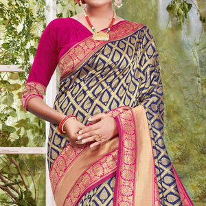 Imposing Blue Coloured Festive Wear Woven Silk Saree