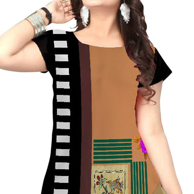 Imposing Brown Colored Casual Printed Crepe Kurti