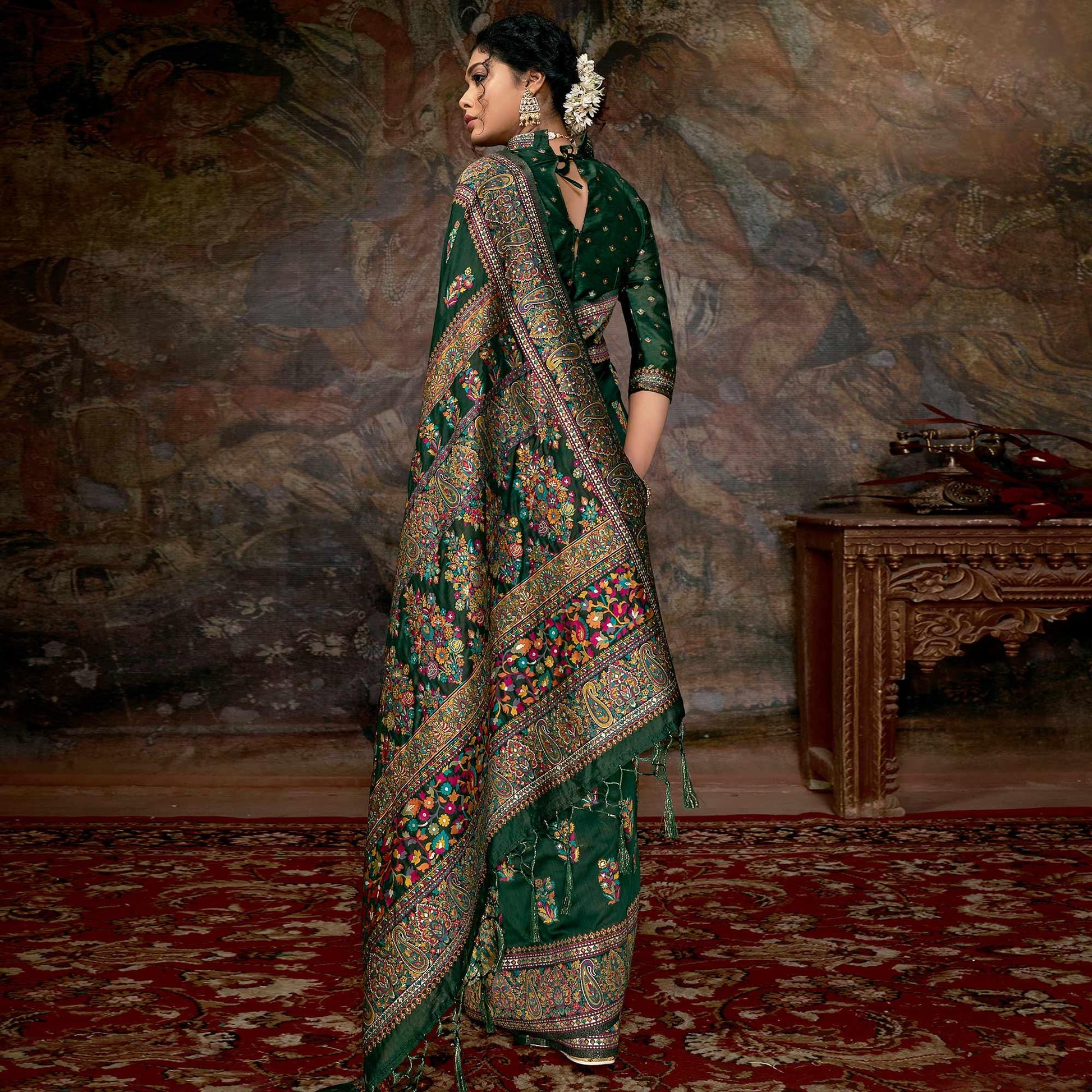 Imposing Green Colored Festive Wear Woven Banarasi Silk Saree