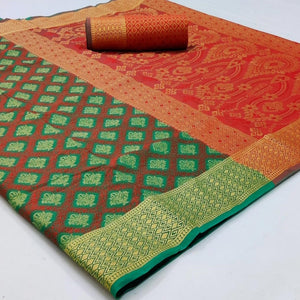 Imposing Green Colored Festive Wear Woven Patola Silk Saree