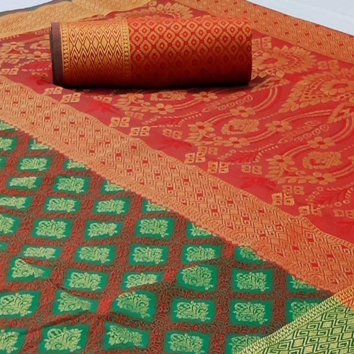 Imposing Green Colored Festive Wear Woven Patola Silk Saree