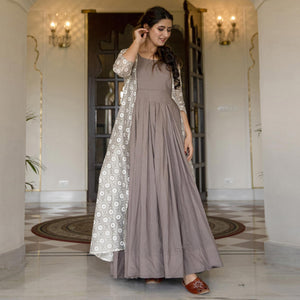 Imposing Grey Colored Casual Designer Digital Printed Maslin Kurti