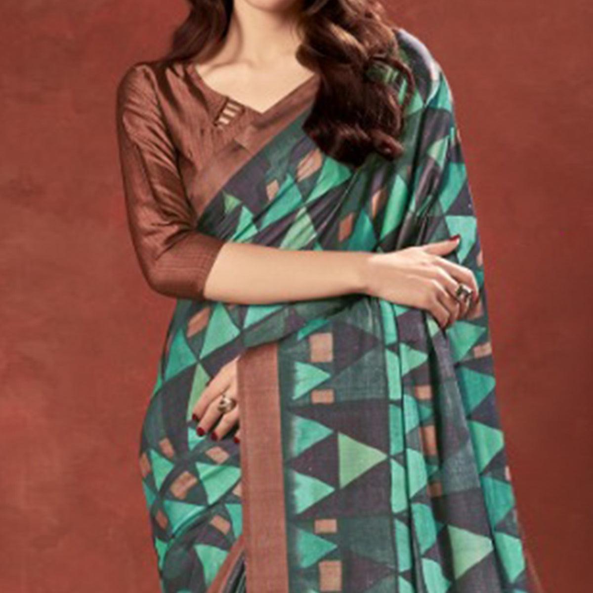 Imposing Multi Colored Casual Wear Printed Satin Crepe Saree With Tassels