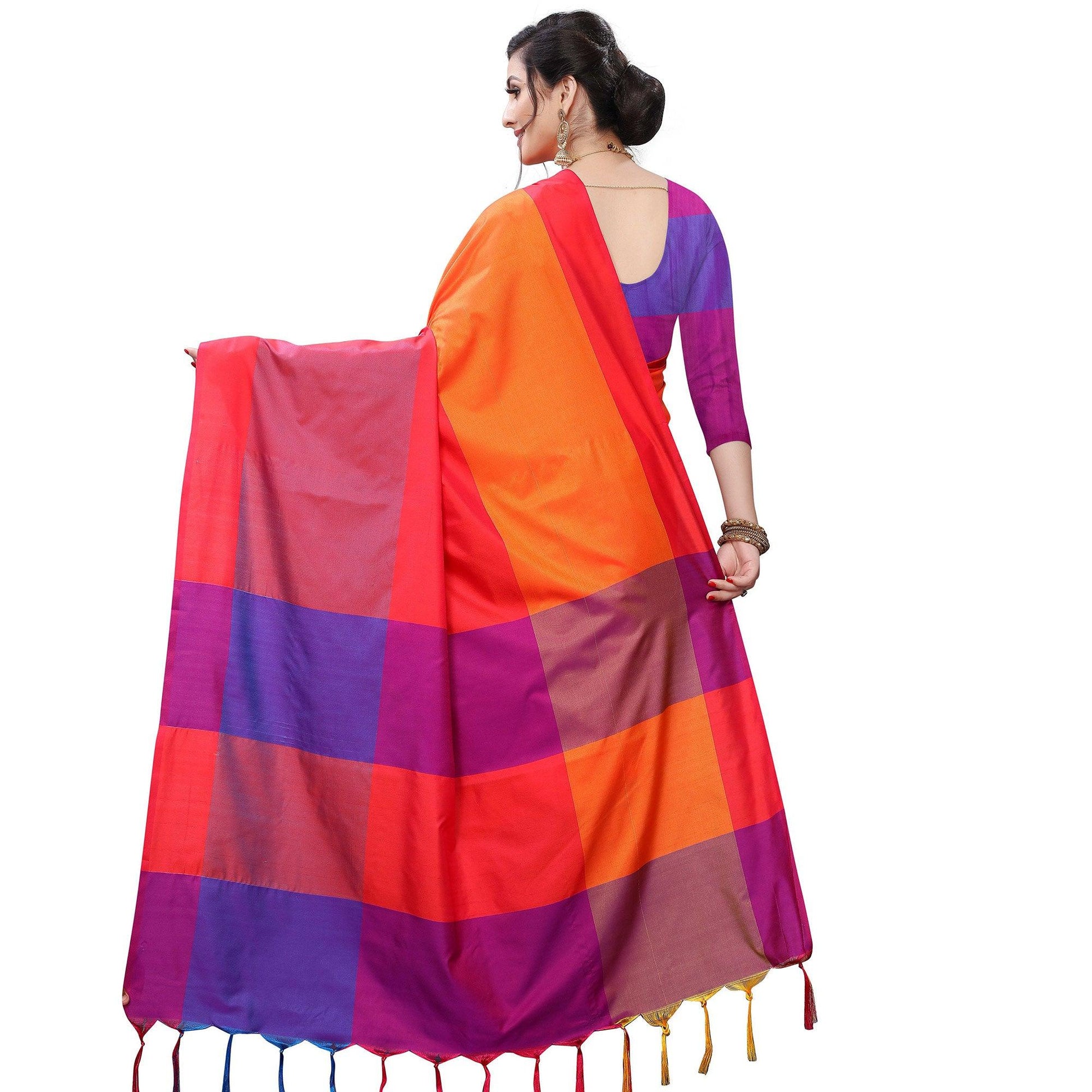 Imposing Orange Colored Festive Wear Woven Sana Silk Saree