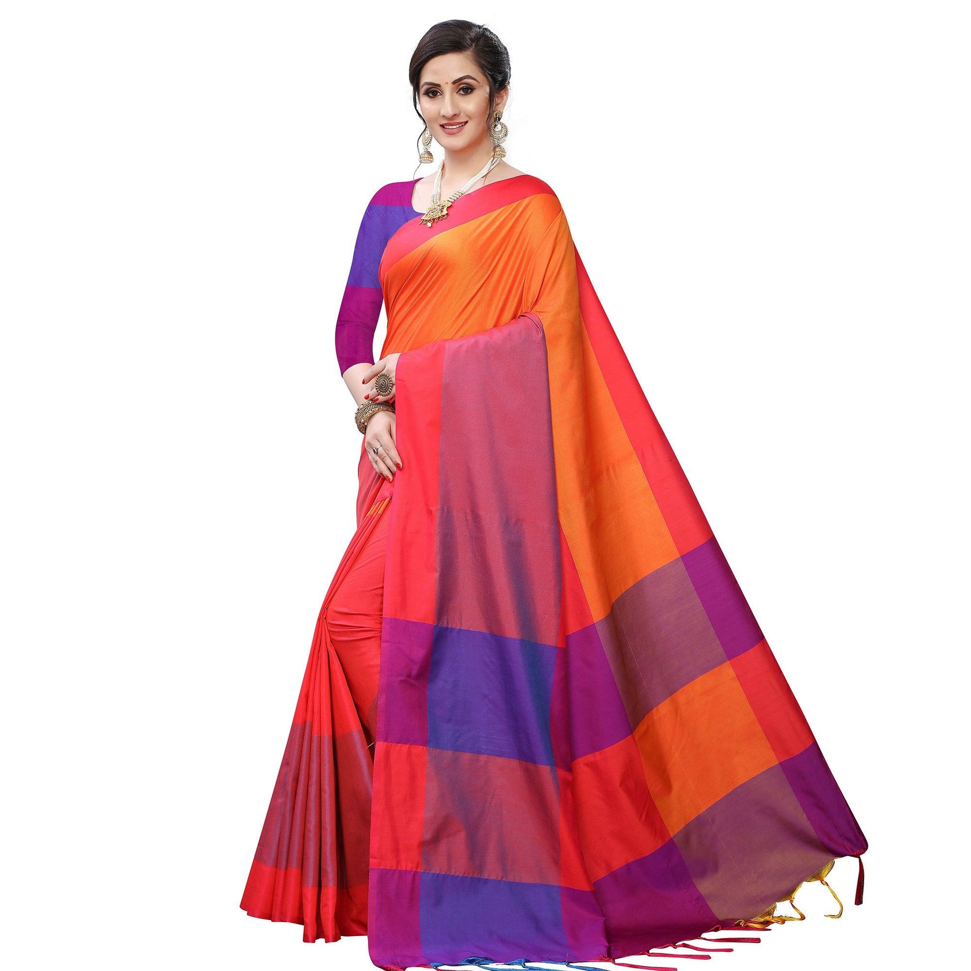 Imposing Orange Colored Festive Wear Woven Sana Silk Saree