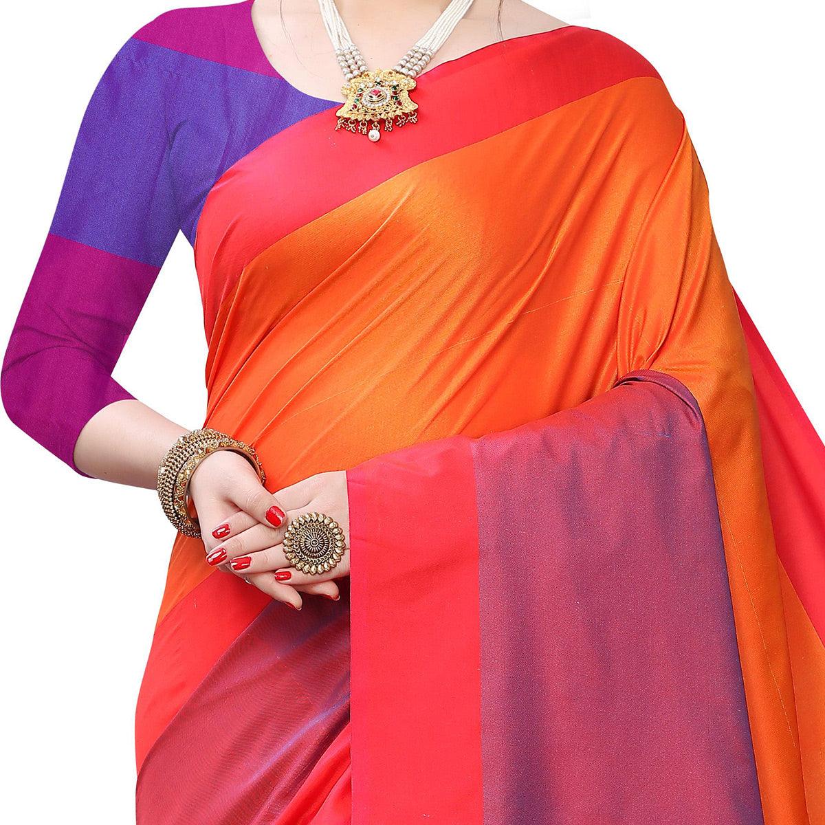 Imposing Orange Colored Festive Wear Woven Sana Silk Saree
