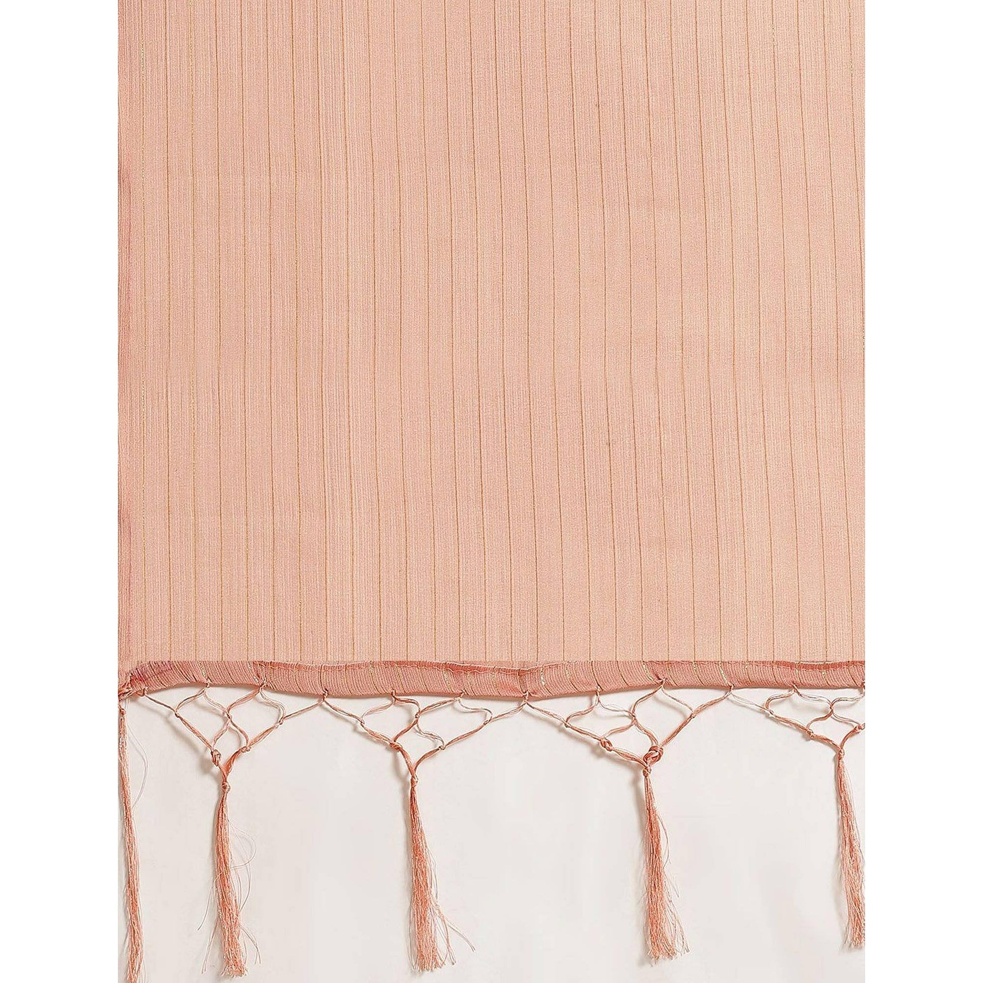 Imposing Peach Colored Casual Wear Printed Poly Georgette Saree