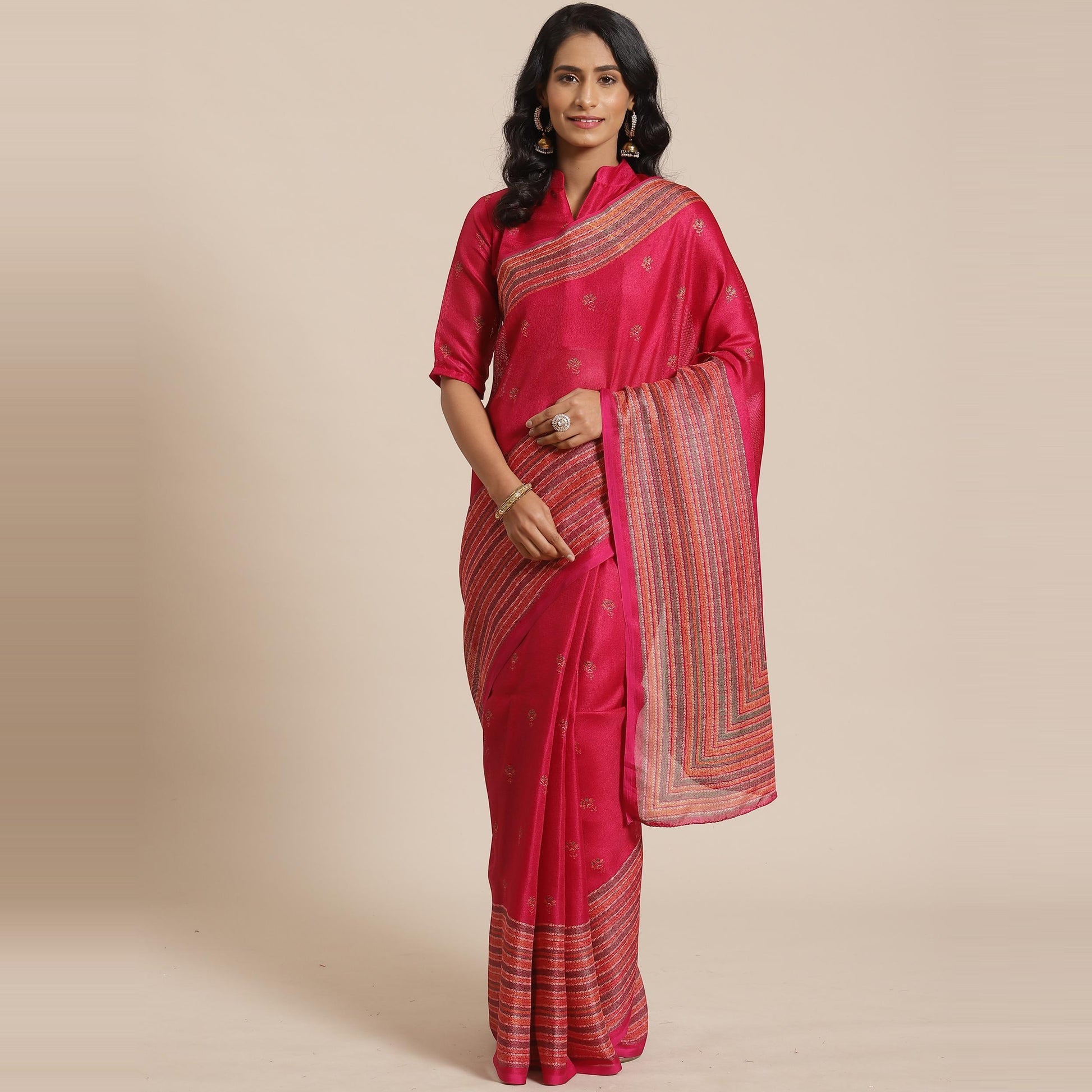 Imposing Pink Colored Casual Wear Printed Jute Silk Saree