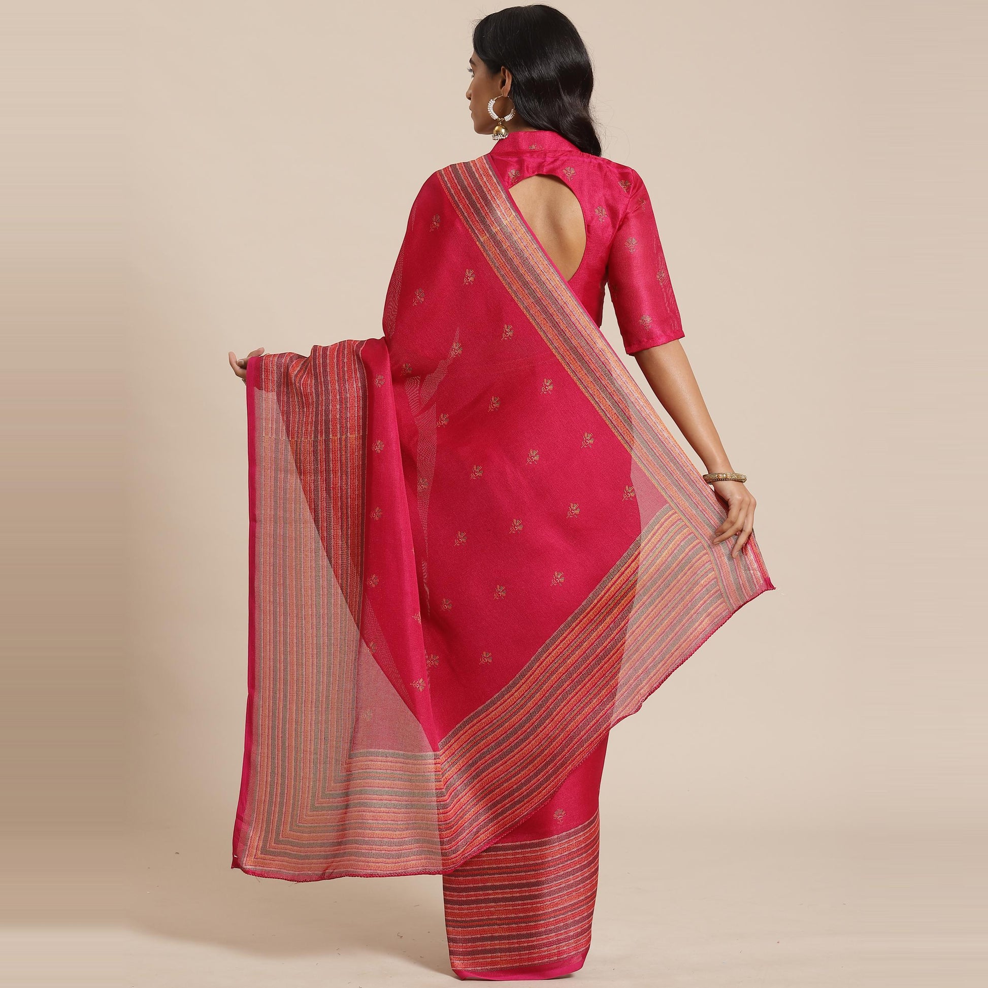 Imposing Pink Colored Casual Wear Printed Jute Silk Saree