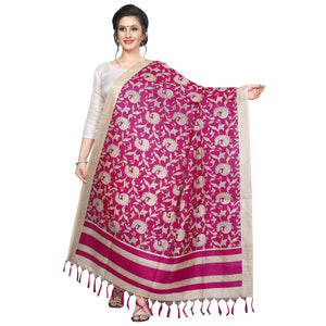 Imposing Pink Colored Festive Wear Printed Khadi Silk Dupatta