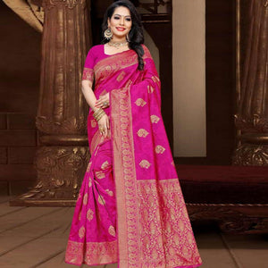 Imposing Pink Colored Festive Wear Woven Art Silk Saree