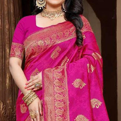 Imposing Pink Colored Festive Wear Woven Art Silk Saree