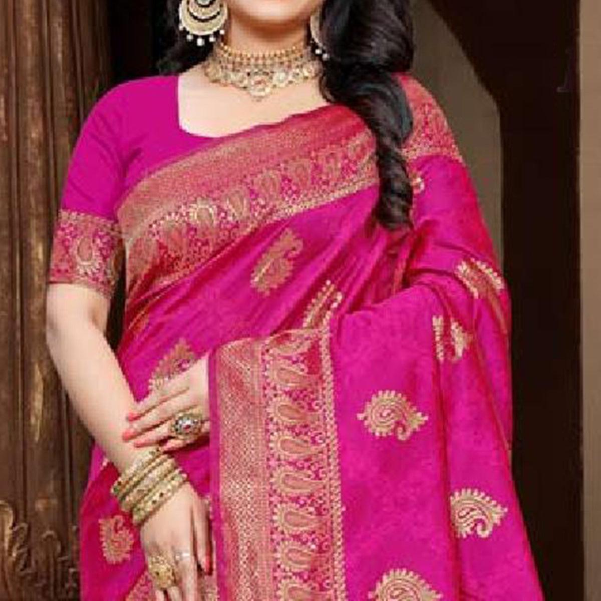 Imposing Pink Colored Festive Wear Woven Art Silk Saree