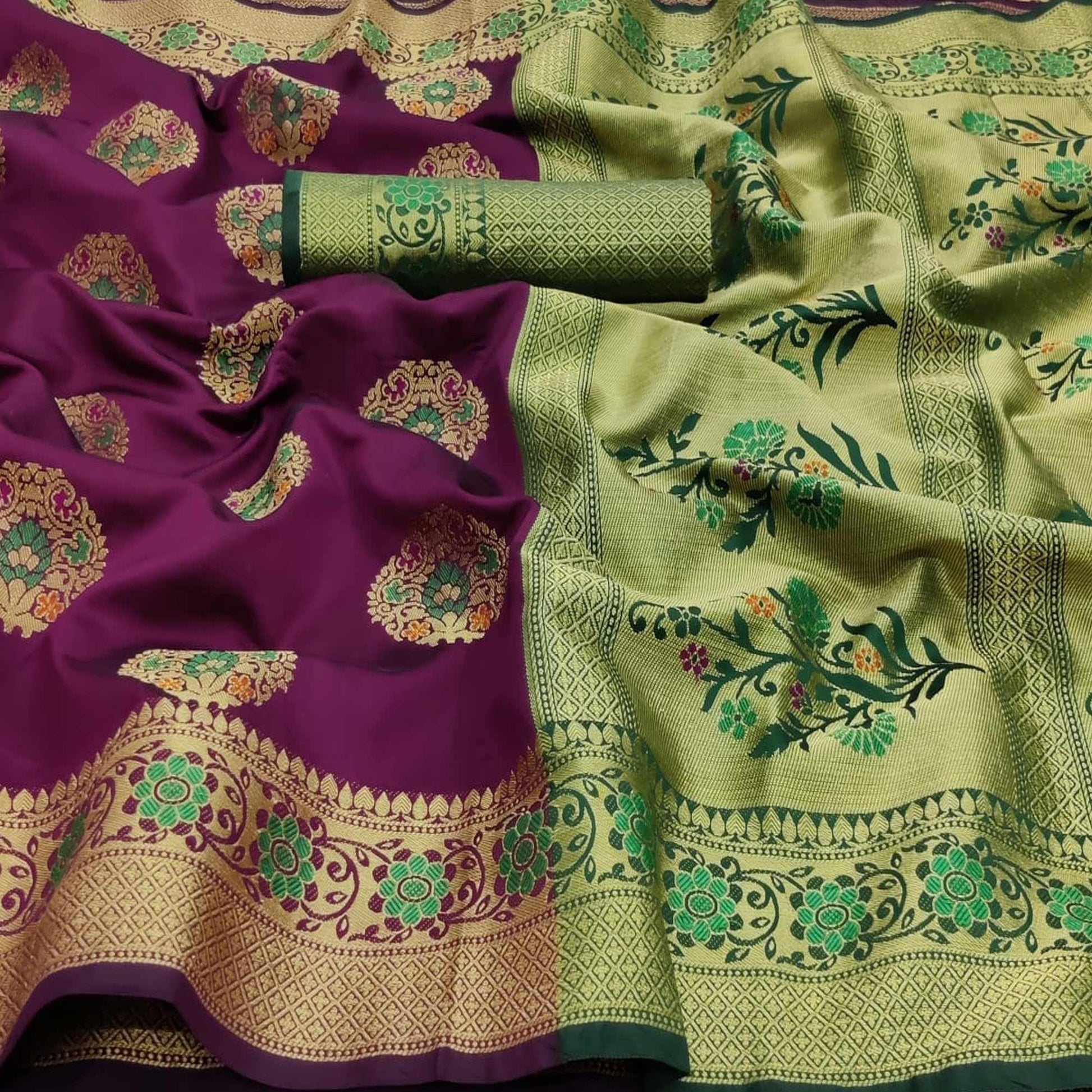 Imposing Purple Colored Festive Wear Woven Silk Saree
