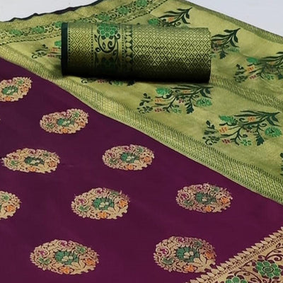 Imposing Purple Colored Festive Wear Woven Silk Saree