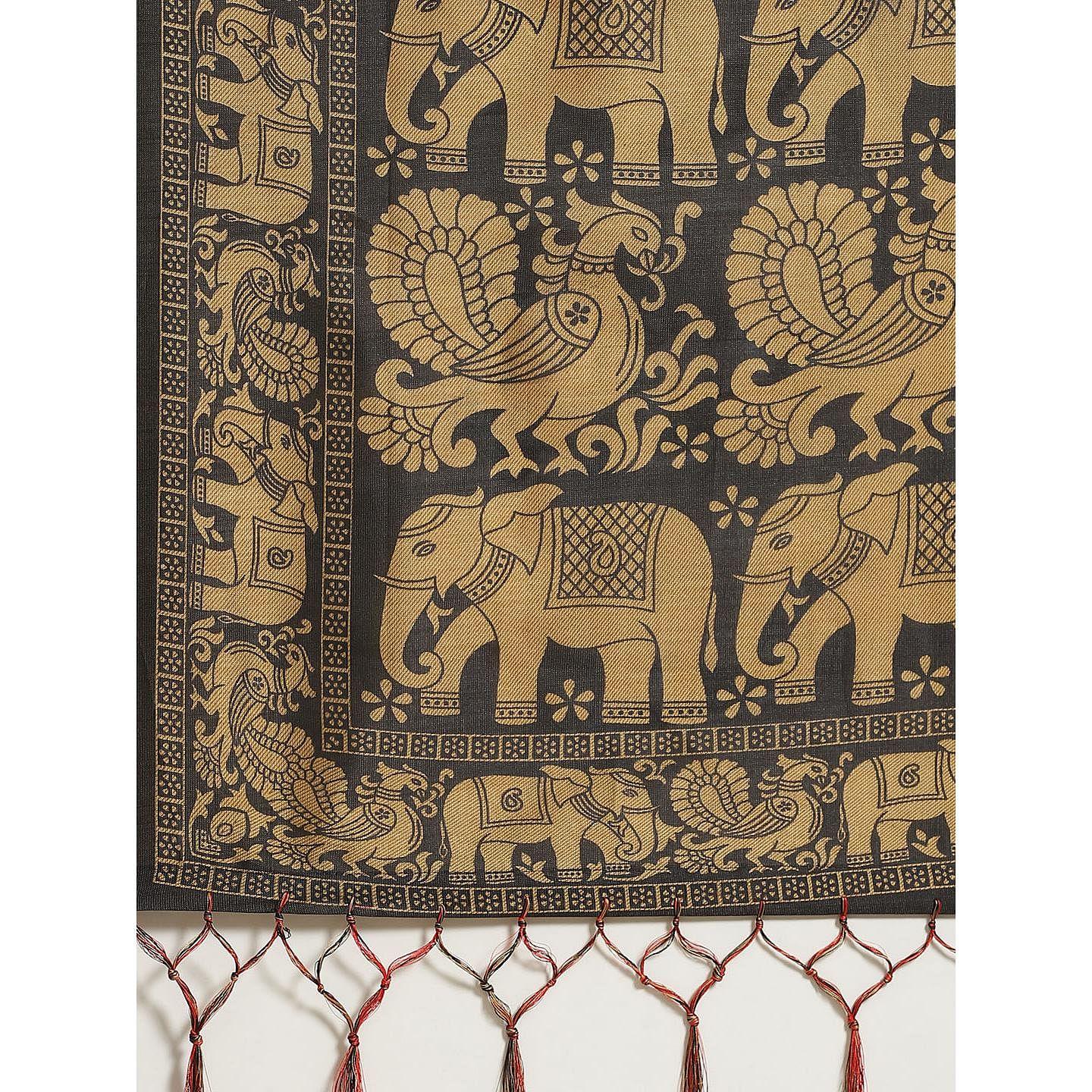 Imposing Red Colored Casual Wear Printed Art Silk Saree