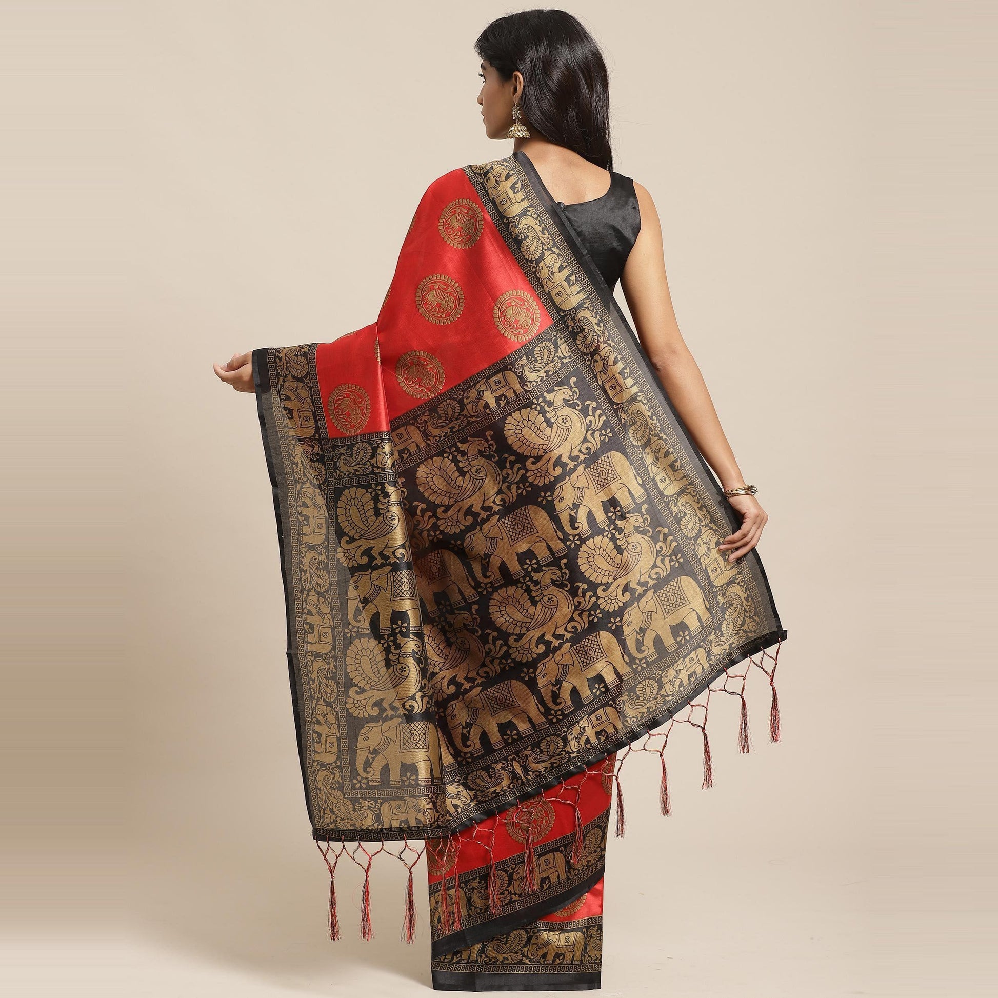 Imposing Red Colored Casual Wear Printed Art Silk Saree