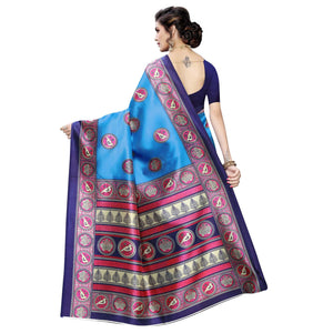 Imposing Sky Blue Colored Casual Wear Printed Art Silk Saree