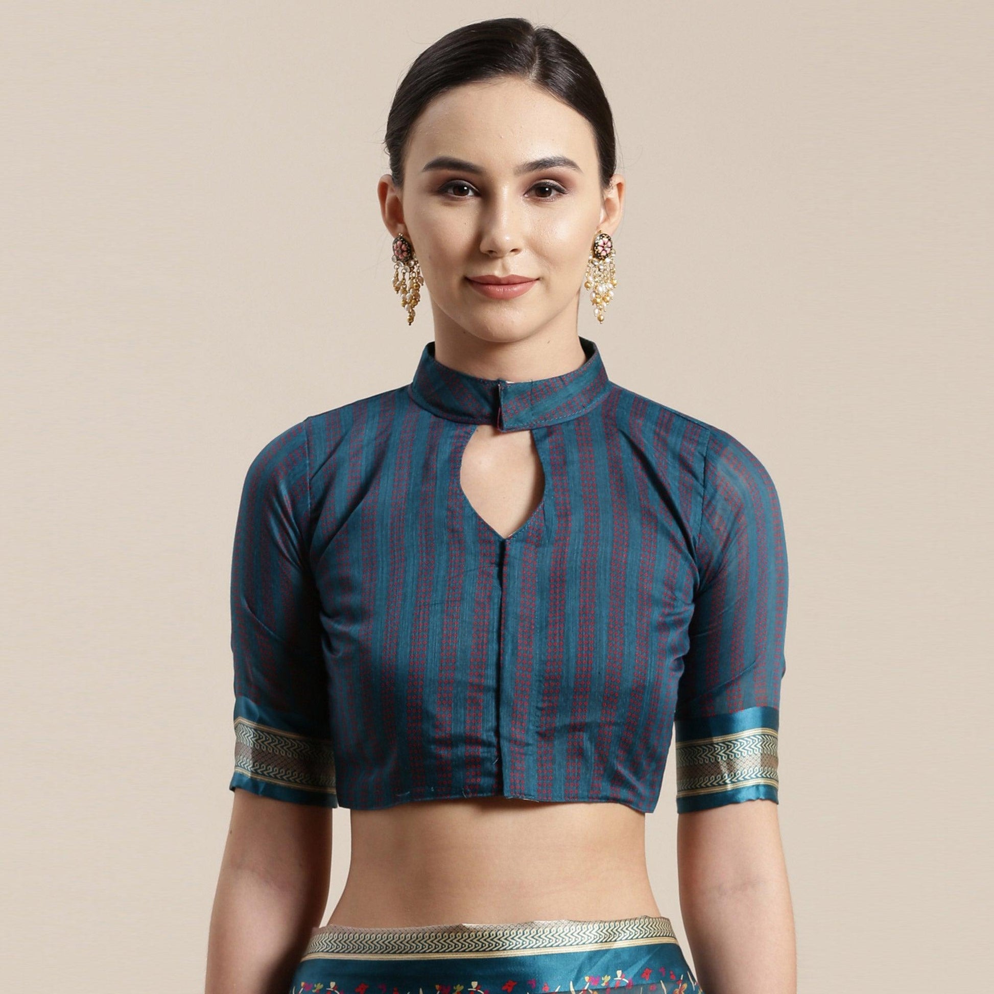 Imposing Turquoise Colored Casual Wear Floral Printed Cotton Silk Saree